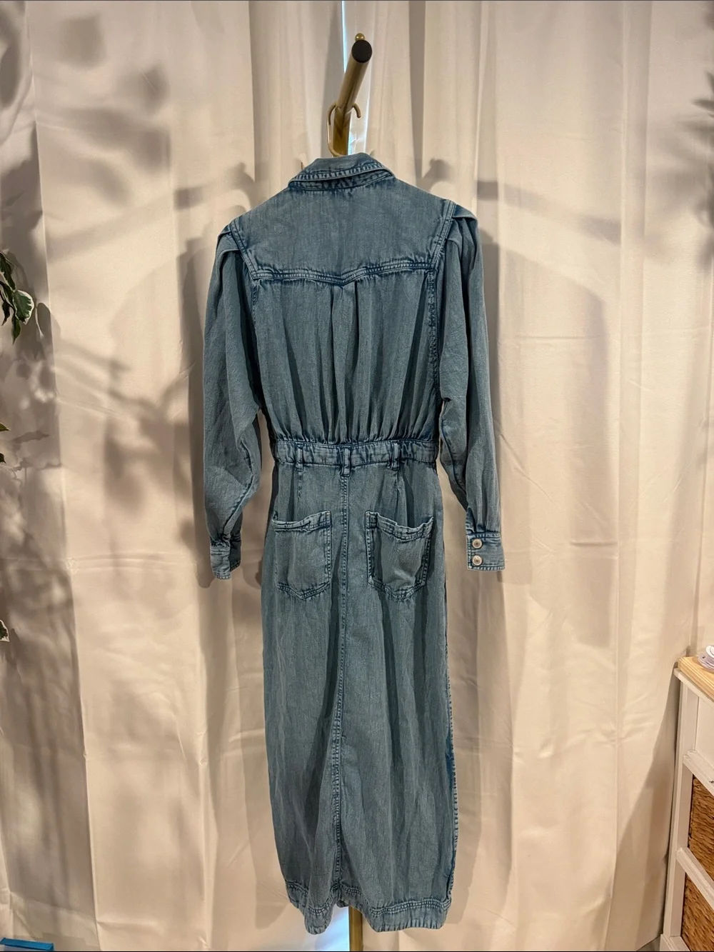 FREE PEOPLE Mad Love Light Blue Denim Midi Dress XS
